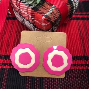 Pink Off White Large Pierced Earrings